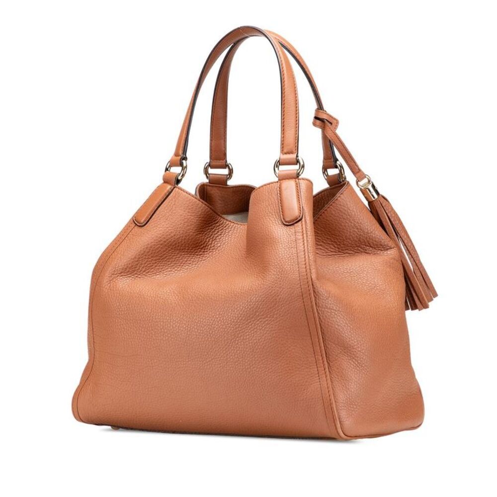 Pre Loved gucci Medium Leather Soho Cellarius Tote Women Brown Tote Bags - Picture 2 of 8